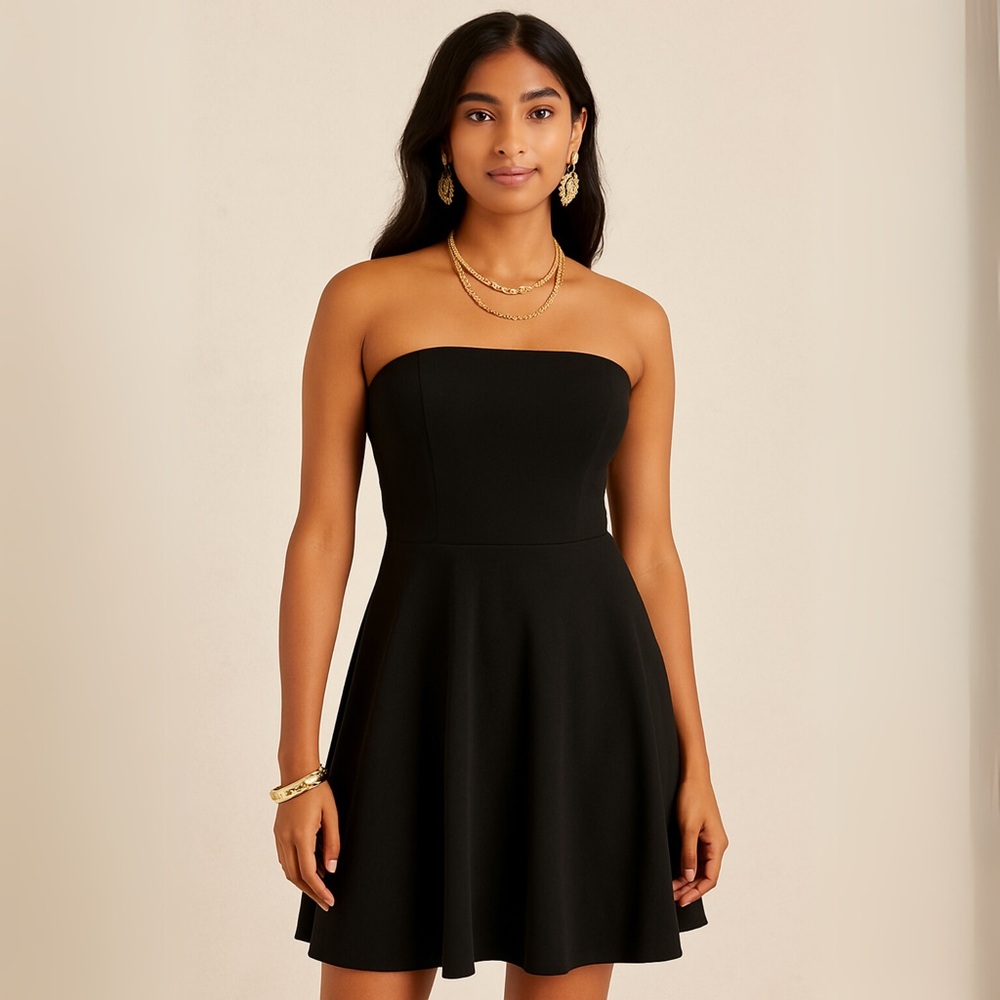 NWT LULUS Black Strapless Fit & Flare Dress – Size M
Style #67462